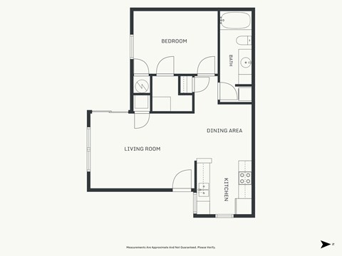 Floor plan for 1 bed, 1 bath, 680 sqft
